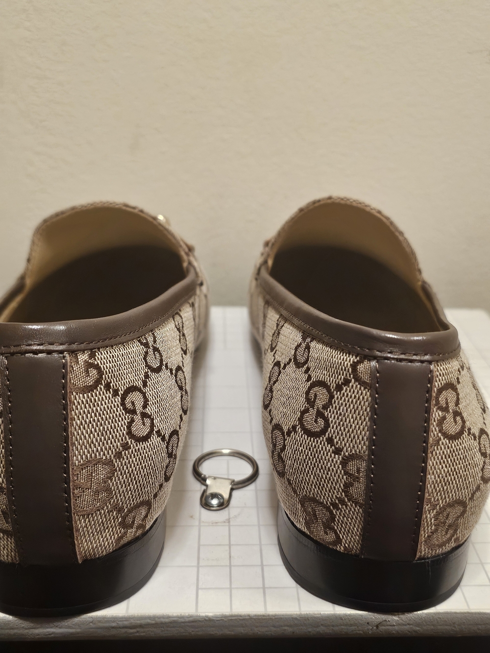 Gucci Beige Brown Monogram Canvas Loafers